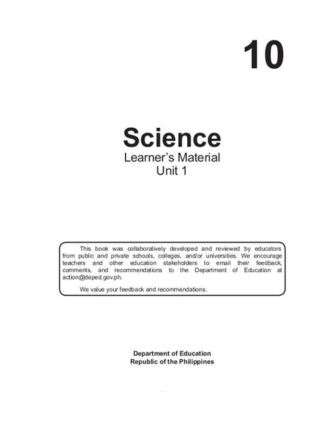 Grade 10 Science Module DepEd – Learner's Module .